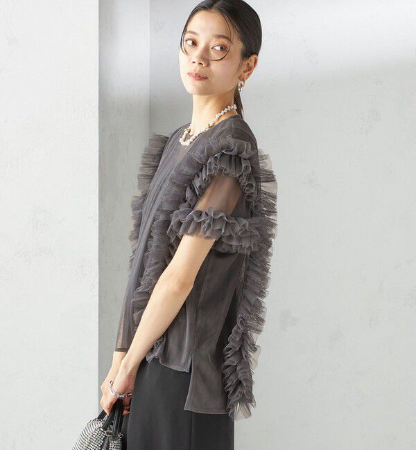 SHIPS for women「【SHIPS別注】kaene:チュール フリル スリーブ オールインワン（セレモニー対応可）」|オールインワン|