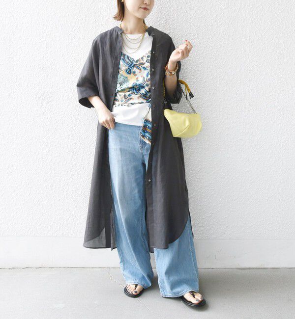 SHIPS for women「〈手洗い可能〉ラミー 4 スタンドカラー シャツ ワンピース」|ワンピース|