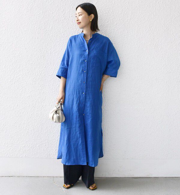 SHIPS for women「〈手洗い可能〉ラミー 4 スタンドカラー シャツ ワンピース」|ワンピース|