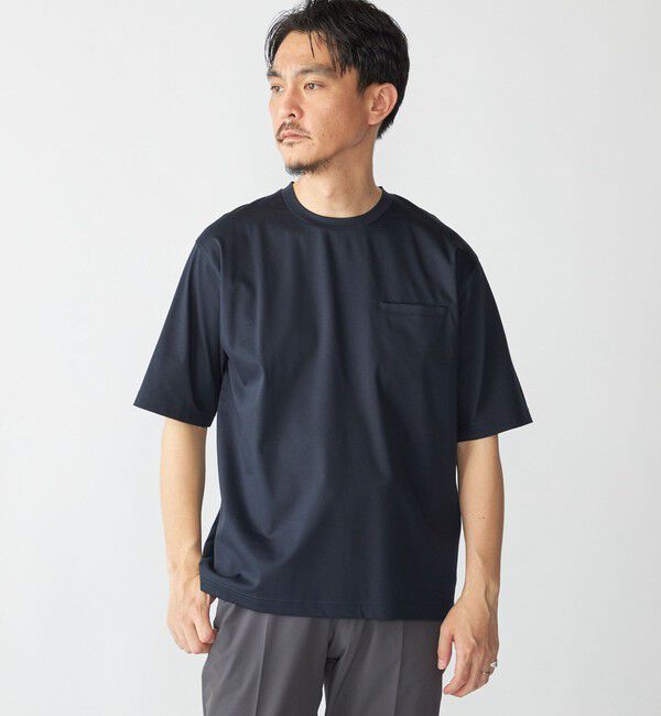 SHIPS「SHIPS: 〈接触冷感 / 抗菌防臭機能〉クールタッチ スムース Tシャツ」|Tシャツ・カットソー|ネイビー
