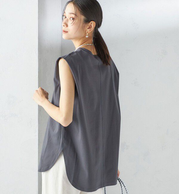 SHIPS for women「〈接触冷感〉ポンチ ノースリーブ プルオーバー」|Tシャツ・カットソー|ダークグレー