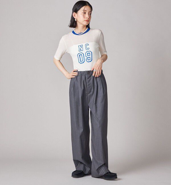 SHIPS for women「SHIPS NINE CASE:シアー ロゴ リンガー TEE」|Tシャツ・カットソー|