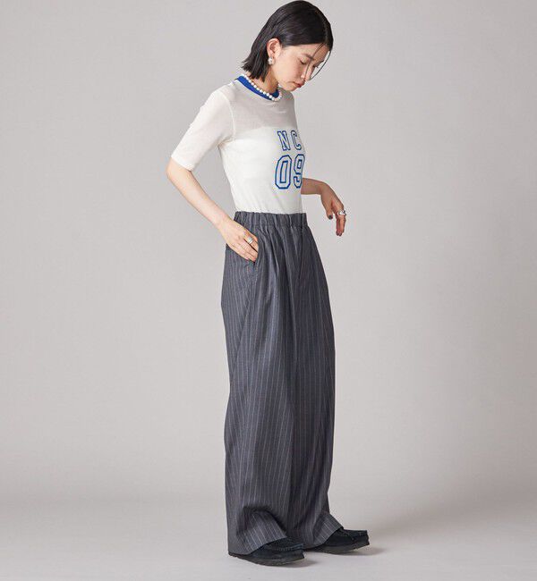 SHIPS for women「SHIPS NINE CASE:シアー ロゴ リンガー TEE」|Tシャツ・カットソー|