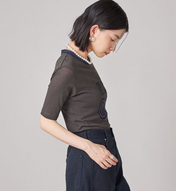 SHIPS for women「SHIPS NINE CASE:シアー ロゴ リンガー TEE」|Tシャツ・カットソー|