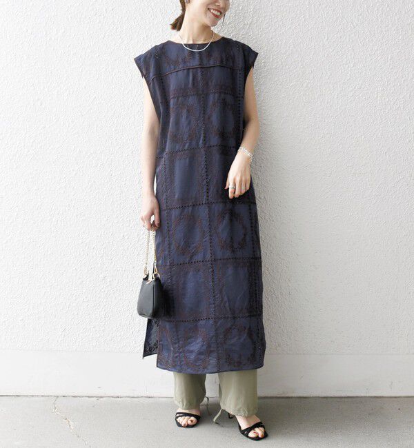 SHIPS any「SHIPS any:〈手洗い可能〉エンブロイダリー レース シアー ワンピース」|ワンピース|ネイビー