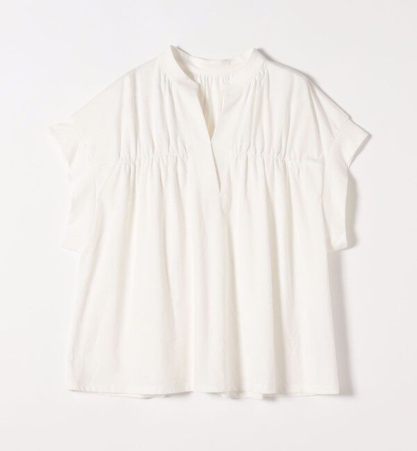 quaranciel「quaranciel:〈手洗い可能〉ギャザー スキッパー バンドカラー プルオーバー」|Tシャツ・カットソー|