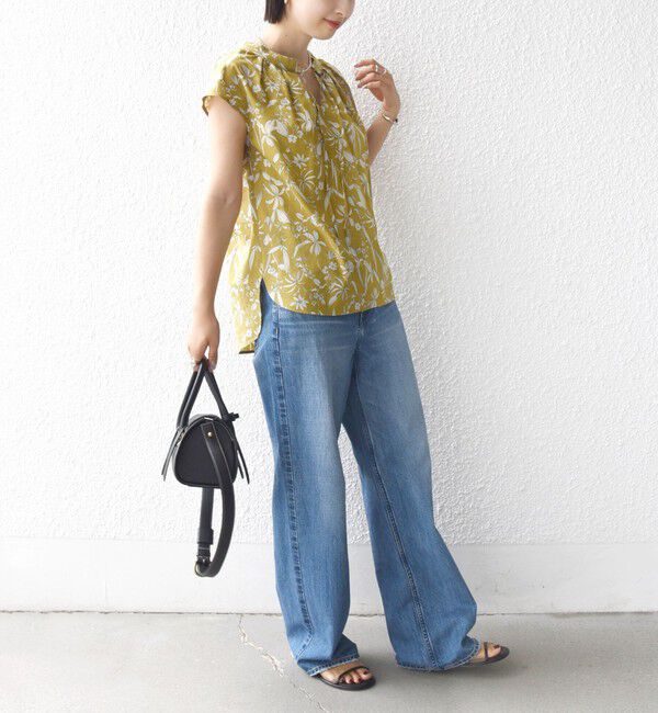 SHIPS for women「〈手洗い可能〉綿 ローン ボタニカル プリント フレンチ スリーブ ブラウス」|シャツ・ブラウス|