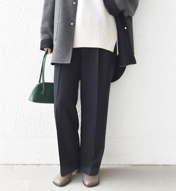 SHIPS for women「〈手洗い可能〉TUMUGITO(R) シャーク ツイード タック パンツ」|その他|ネイビー