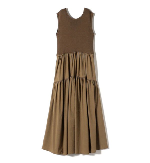 SHIPS for women「〈手洗い可能〉コットン リブ ノースリーブ &times; 布帛 スカート ワンピース」|ワンピース|