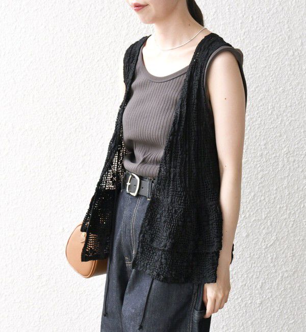 SHIPS any「SHIPS any:〈手洗い可能〉フラワー メッシュ 2WAY ティアード ペプラム ベスト」|ベスト・ジレ|