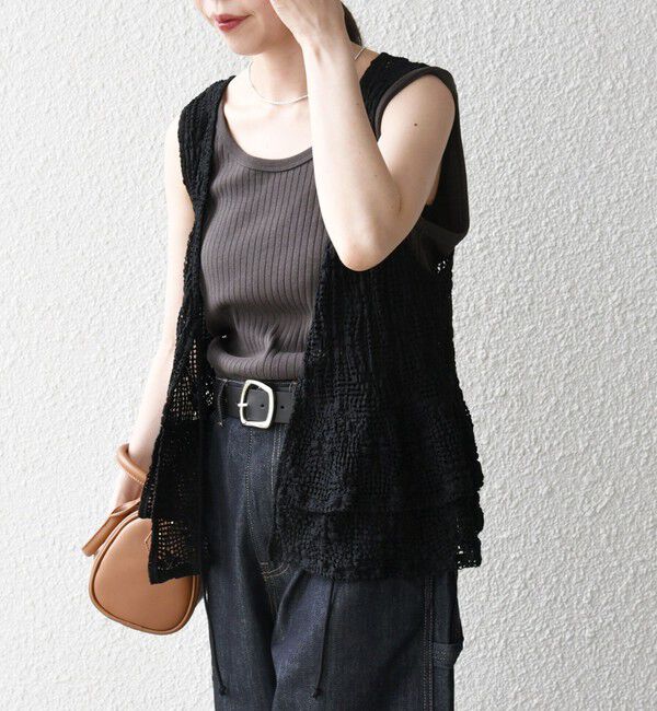 SHIPS any「SHIPS any:〈手洗い可能〉フラワー メッシュ 2WAY ティアード ペプラム ベスト」|ベスト・ジレ|