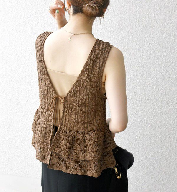 SHIPS any「SHIPS any:〈手洗い可能〉フラワー メッシュ 2WAY ティアード ペプラム ベスト」|ベスト・ジレ|