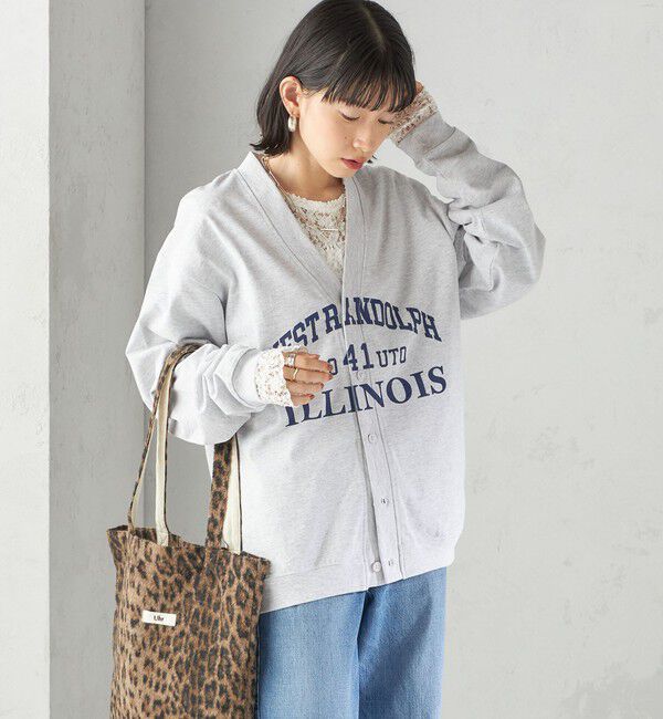 SHIPS for women「【SHIPS別注】Odub:Vネック ロゴ カーディガン」|カーディガン|