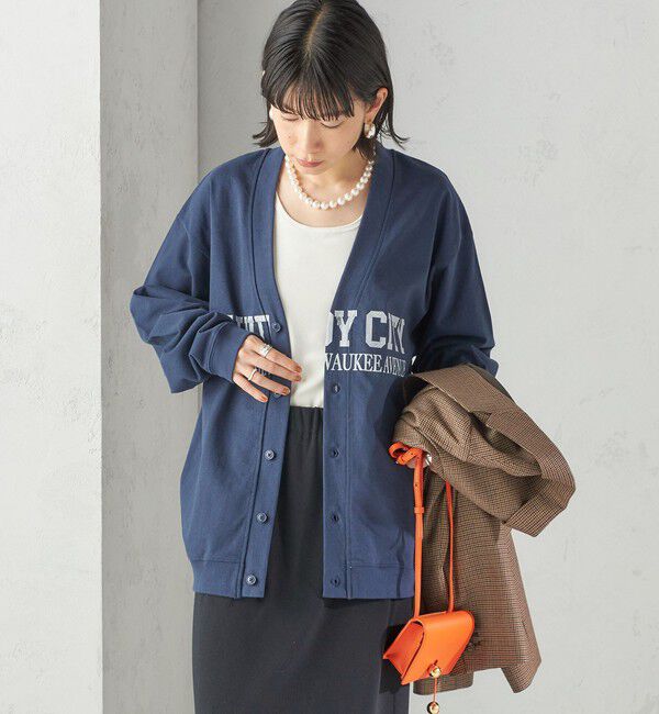 SHIPS for women「【SHIPS別注】Odub:Vネック ロゴ カーディガン」|カーディガン|