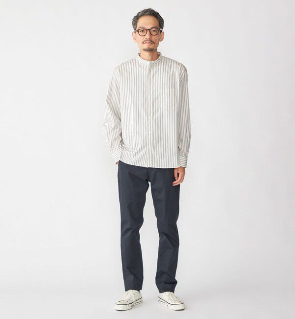 SHIPS「SHIPS: 100S バンドカラー ストライプ シャツ」|シャツ・ブラウス|