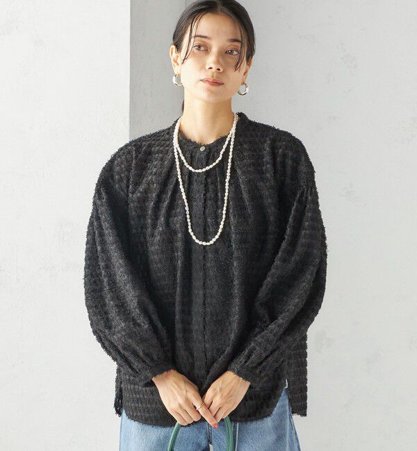 SHIPS for women「〈手洗い可能〉シアー ジャカード 袖 シャーリング ブラウス」|シャツ・ブラウス|