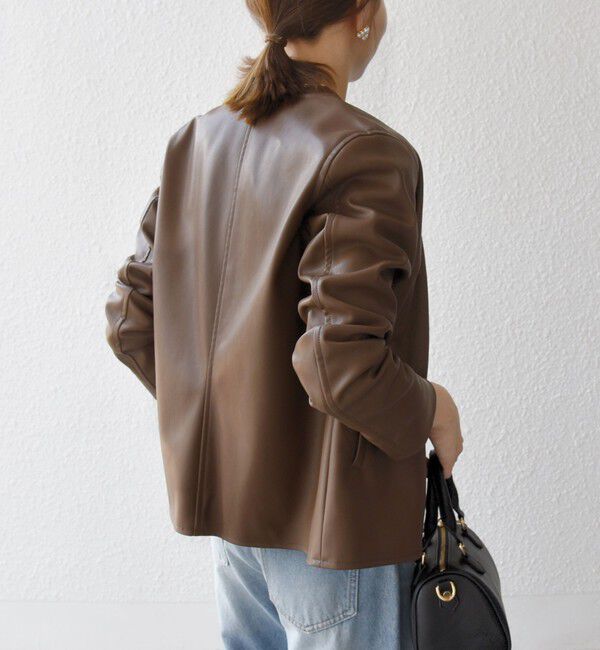 SHIPS any「SHIPS any: コンパクト ドット スナップ カーディガン ジャケット」|ノーカラージャケット|