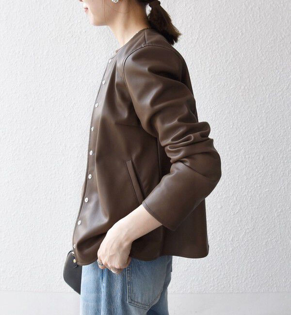 SHIPS any「SHIPS any: コンパクト ドット スナップ カーディガン ジャケット」|ノーカラージャケット|