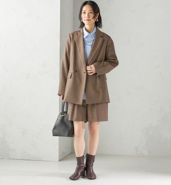 SHIPS for women「〈手洗い可能〉ウォッシャブル ウール チェック ダブル ジャケット」|テーラードジャケット|