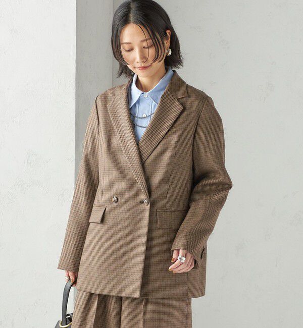 SHIPS for women「〈手洗い可能〉ウォッシャブル ウール チェック ダブル ジャケット」|テーラードジャケット|