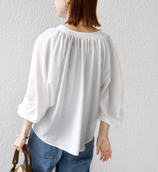 SHIPS for women「〈手洗い可能〉シアー タンブラー デザイン ギャザー ブラウス」|シャツ・ブラウス|