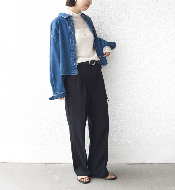 SHIPS for women「〈手洗い可能〉フラワー チュール ハイネック プルオーバー」|Tシャツ・カットソー|