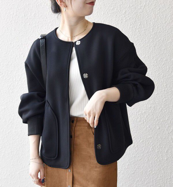 SHIPS any「SHIPS any:〈洗濯機可能〉ダンボール ノーカラー コンパクト ブルゾン」|ブルゾン・スタジャン|