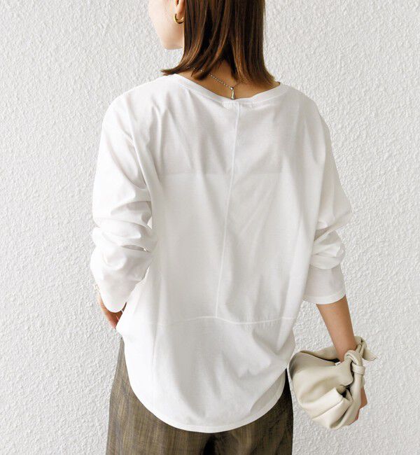 SHIPS for women「ワイド クルーネック コットン ロング スリーブ TEE」|Tシャツ・カットソー|