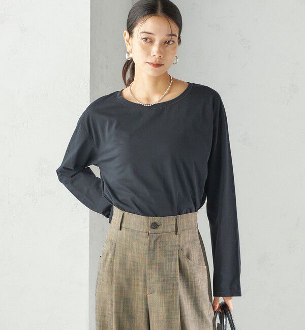 SHIPS for women「ワイド クルーネック コットン ロング スリーブ TEE」|Tシャツ・カットソー|