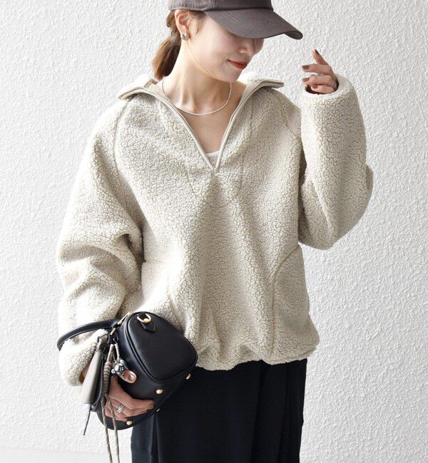 SHIPS any「SHIPS any:〈洗濯機可能〉ボア フリース ハーフジップ プルオーバー」|Tシャツ・カットソー|
