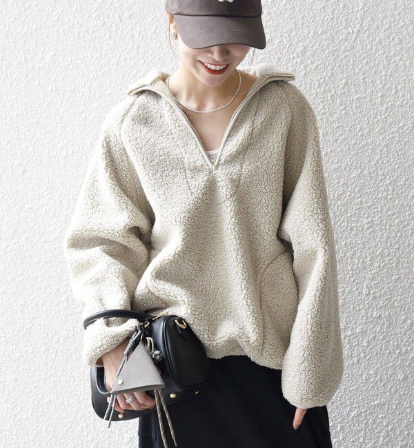 SHIPS any「SHIPS any:〈洗濯機可能〉ボア フリース ハーフジップ プルオーバー」|Tシャツ・カットソー|