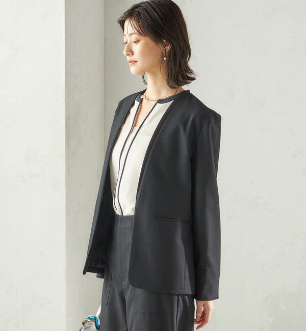 SHIPS for women「〈手洗い可能〉DELEGANT ダブルカラー ジャケット（セットアップ対応）」|ノーカラージャケット|