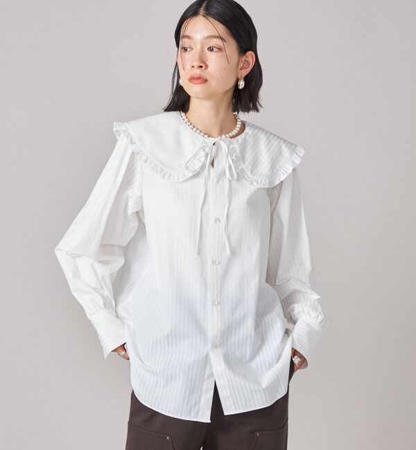 SHIPS for women「SHIPS NINE CASE:〈手洗い可能〉ビッグ カラー ブラウス」|シャツ・ブラウス|