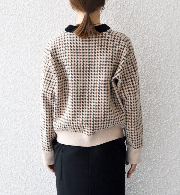 SHIPS any「SHIPS any:〈手洗い可能〉モールヤーン クルーネック 千鳥柄 カーディガン」|カーディガン|