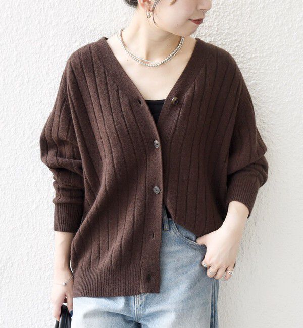 SHIPS any「SHIPS any:〈手洗い可能〉ヤク ワイドリブ Vネック ニット カーディガン」|カーディガン|
