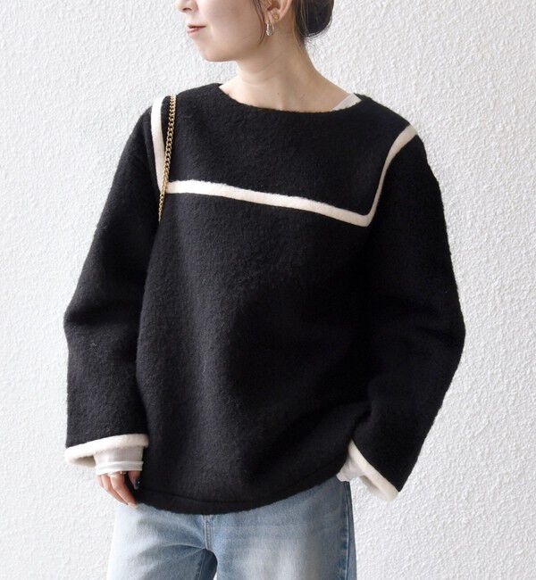 SHIPS any「SHIPS any: バイカラー セーラー デザイン プルオーバー」|Tシャツ・カットソー|ブラック