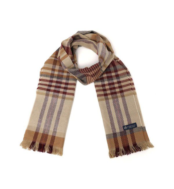 SHIPS any「P.CORNILLON:〈手洗い可能〉マルチカラー チェック ストール」|ストール|キャメル