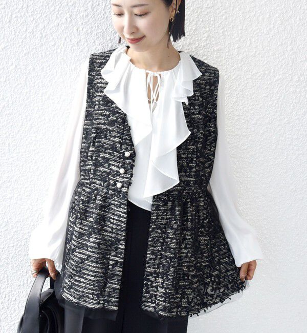 SHIPS for women「【SHIPS別注】troisiemeCHACO: 〈手洗い可能〉ラッフル フリル ブラウス（セレモニー対応可）」|シャツ・ブラウス|