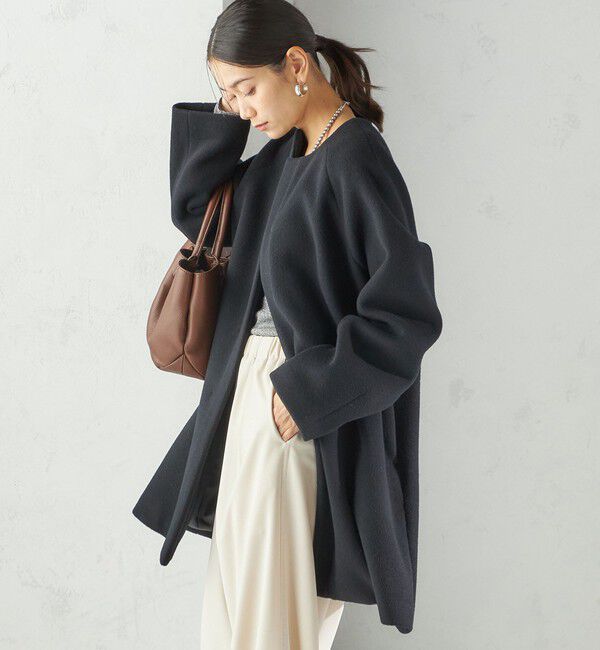 SHIPS for women「Pure SUPER100 ノーカラー コート」|ノーカラーコート|
