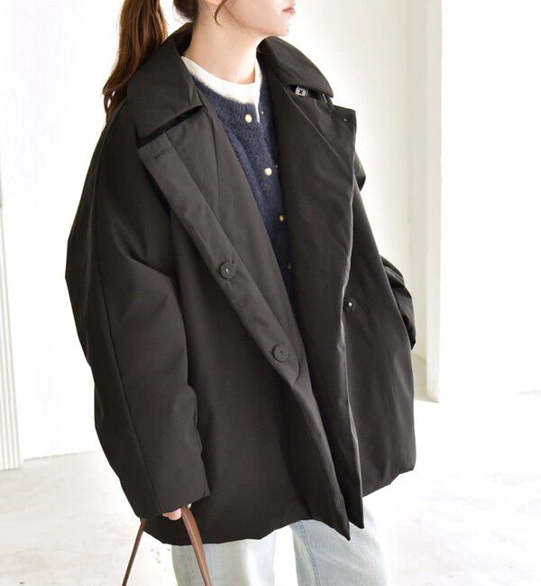 quaranciel「quaranciel:〈撥水加工〉中綿 テーラード ミドル Wボタン ジャケット コート」|その他|ブラック