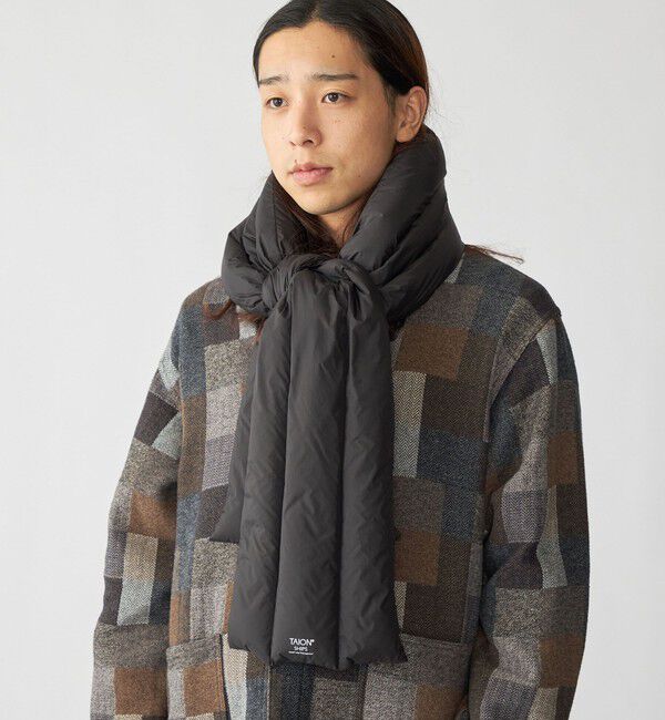 SHIPS「【SHIPS別注】TAION: 〈手洗い可能〉ボリューム ダウン マフラー」|ストール|ダークグレー