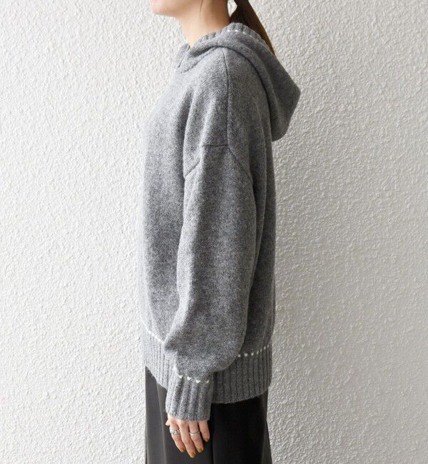 SHIPS any「SHIPS any:〈手洗い可能〉ステッチ デザイン フーディー ルーズ ニット」|ニット・セーター|