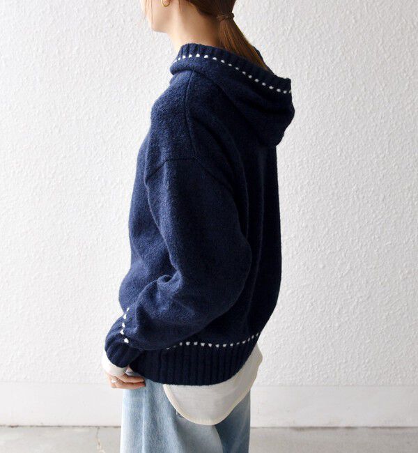 SHIPS any「SHIPS any:〈手洗い可能〉ステッチ デザイン フーディー ルーズ ニット」|ニット・セーター|