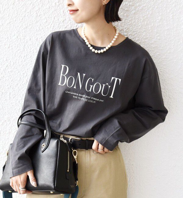 SHIPS for women「ロング スリーブ プリント TEE」|Tシャツ・カットソー|ダークグレー