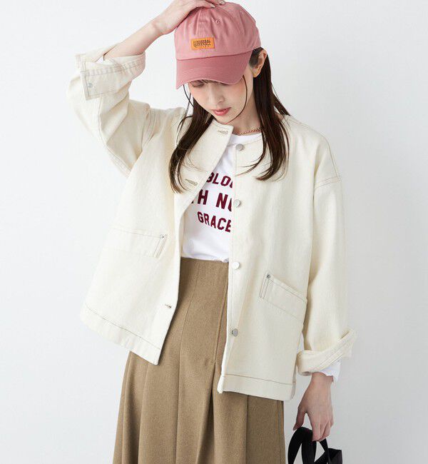 SHIPS Colors 「SHIPS Colors:〈洗濯機可能〉デニム ノーカラー ジャケット◇」|デニムジャケット|ナチュラル