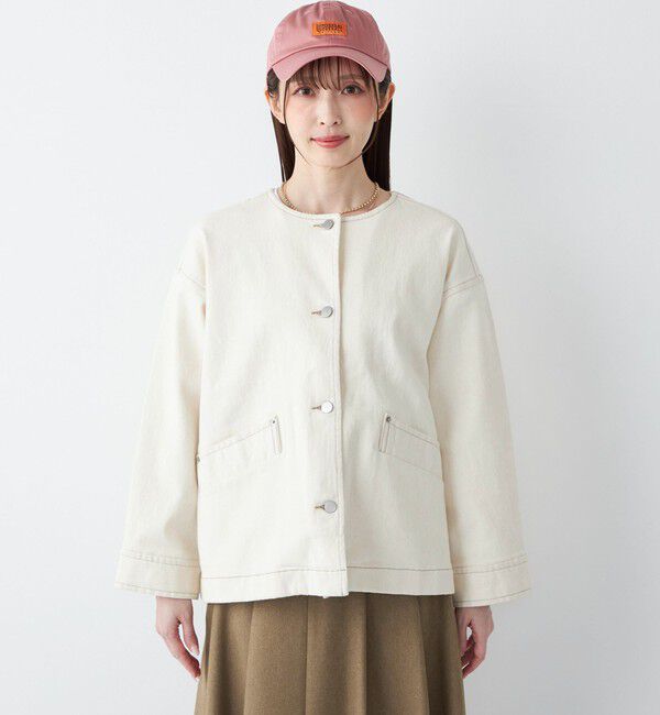 SHIPS Colors 「SHIPS Colors:〈洗濯機可能〉デニム ノーカラー ジャケット◇」|デニムジャケット|