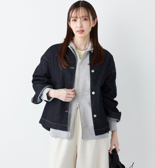 SHIPS Colors 「SHIPS Colors:〈洗濯機可能〉デニム ノーカラー ジャケット◇」|デニムジャケット|
