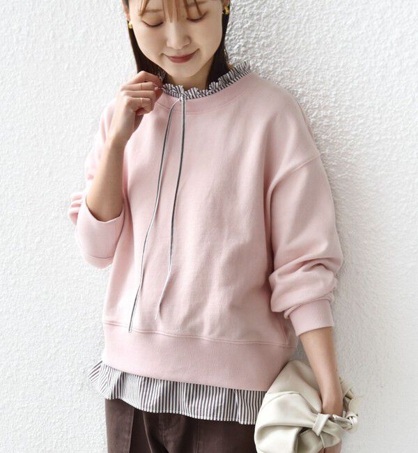 SHIPS for women「【WEB限定】〈手洗い可能〉ブラウス コンビ スウェット プルオーバー」|スウェット・ジャージ|