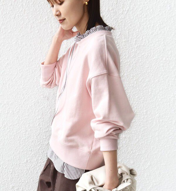 SHIPS for women「【WEB限定】〈手洗い可能〉ブラウス コンビ スウェット プルオーバー」|スウェット・ジャージ|
