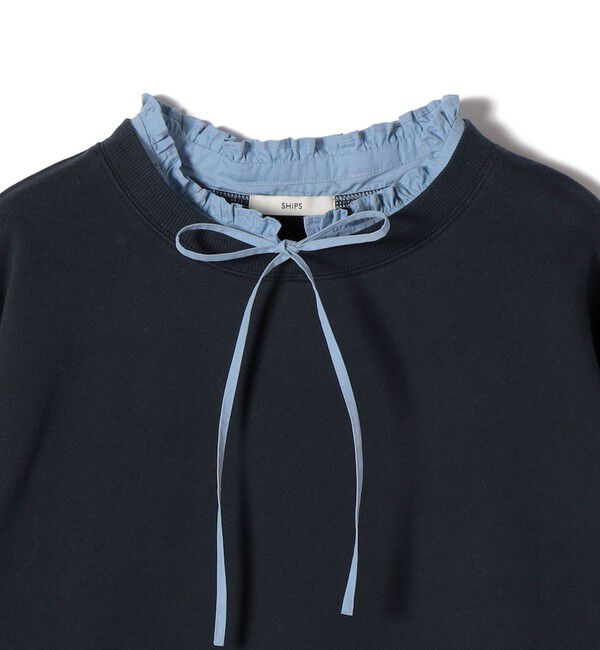 SHIPS for women「【WEB限定】〈手洗い可能〉ブラウス コンビ スウェット プルオーバー」|スウェット・ジャージ|